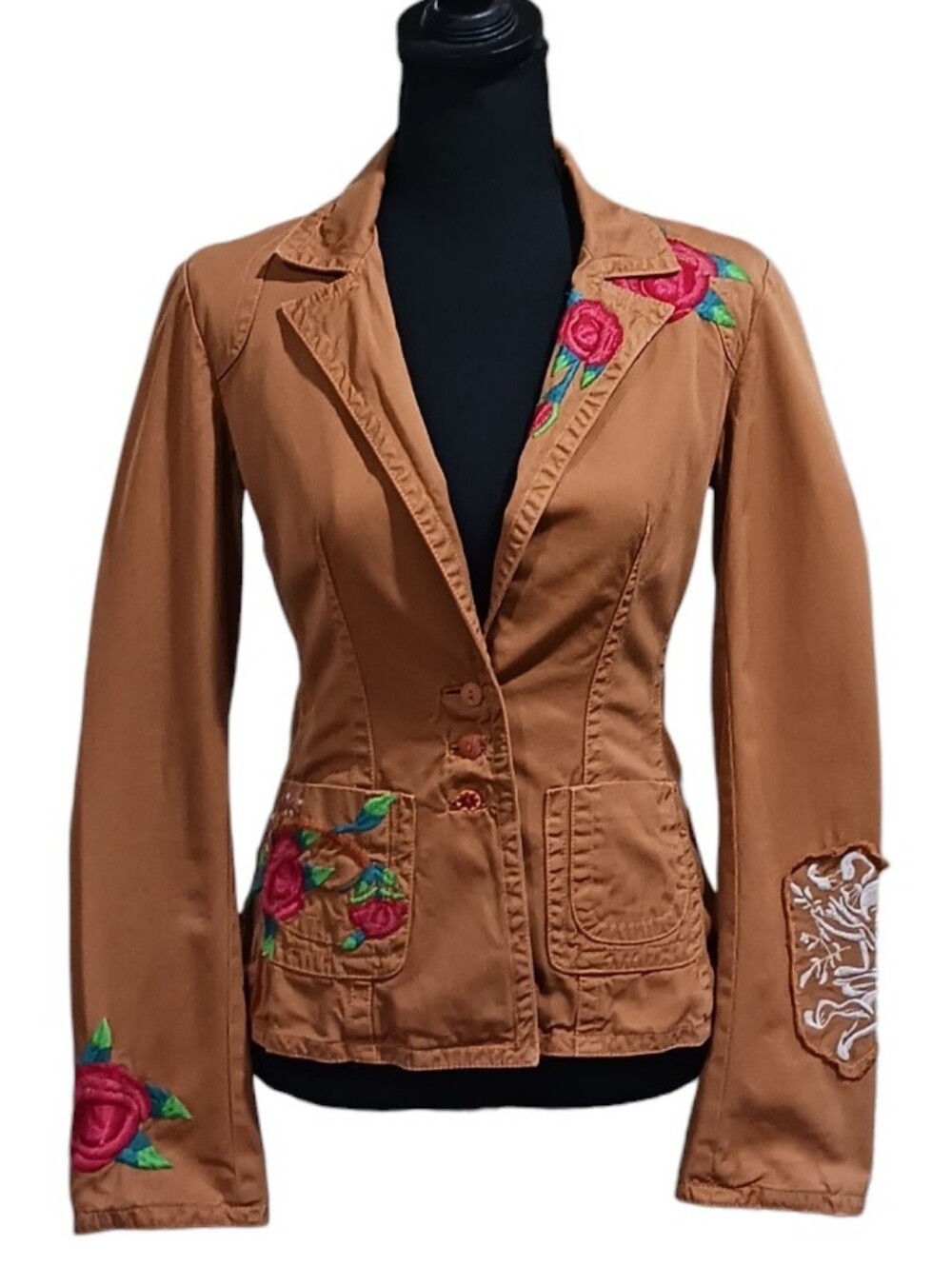Johnny Was JW Los Angeles Western Rose Cherub Embroidered Twill Blazer Jacket - Picture 2 of 15